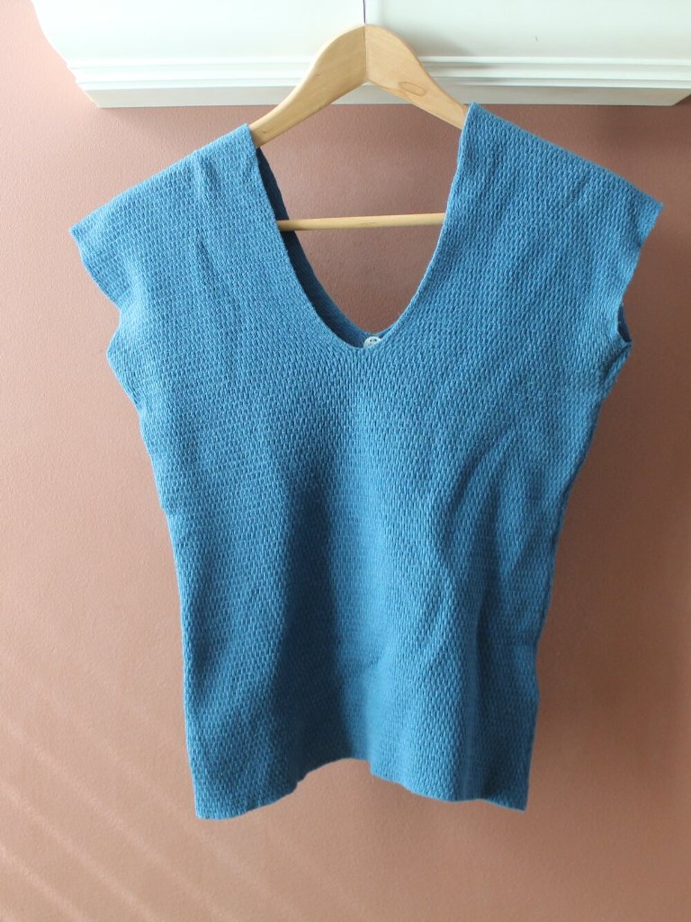 Margaret O'Leary Blue 100% Cotton Cap Sleeve Sweater XS